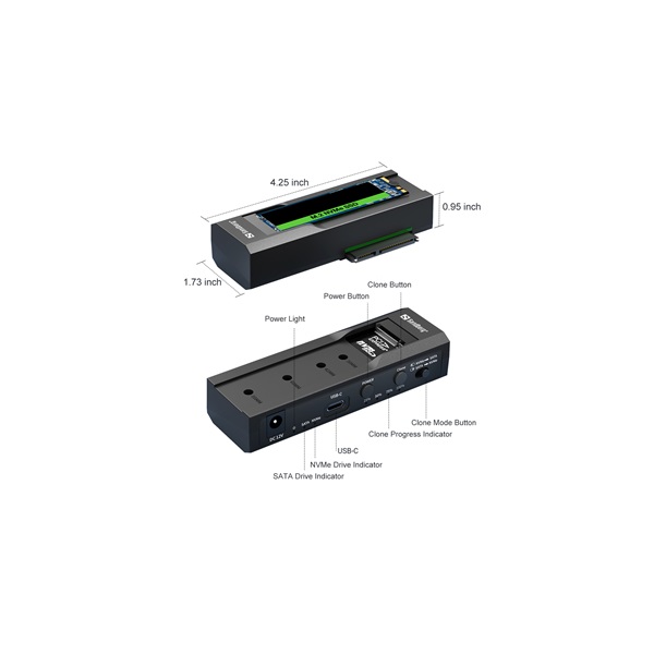 SANDBERG USB dokkoló, USB 3.2 Cloner and Dock for M2 + NVMe + SATA - Image 6