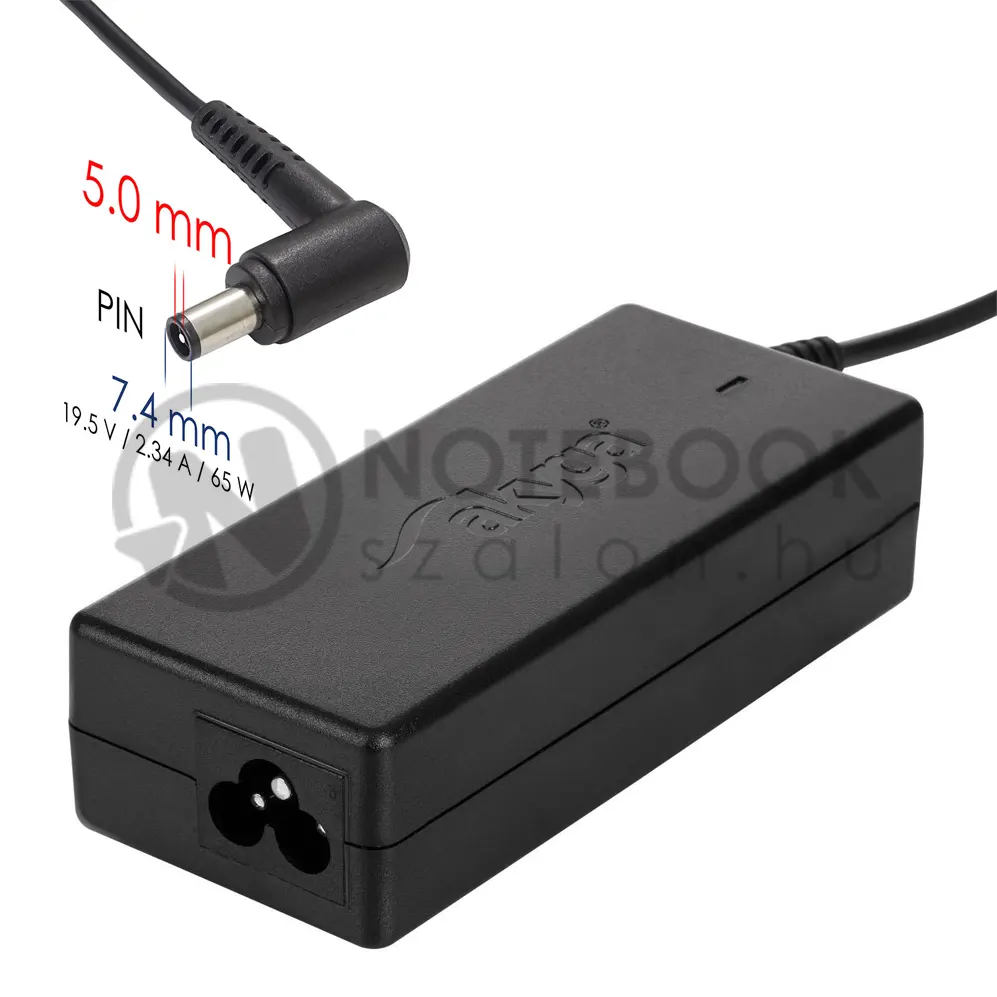 DELL inspiron latitude utángyártott laptop notebook töltő adapter 19.5V 3.34A 65W-os 7.4 x 5.0 mm + center pin